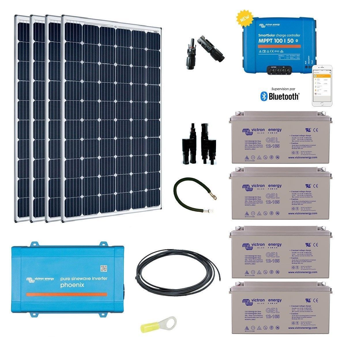 Kit solaire Autonome 1200W + convertisseur 230V