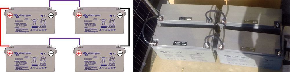 4 batteries 2 serie 2 parallele