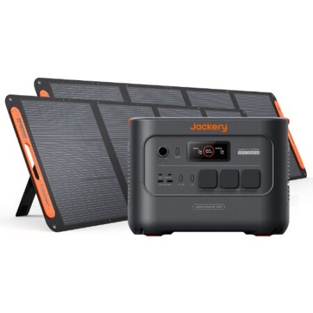 Jackery Explorer 3000 v2 avec deux panneaux solaires SolarSaga