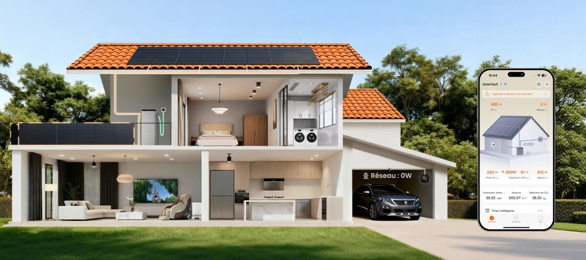 Le Smart Meter Jackery mesure la consommation du foyer et permet au SolarVault 3 d&rsquo;ajuster sa production en temps r&eacute;el