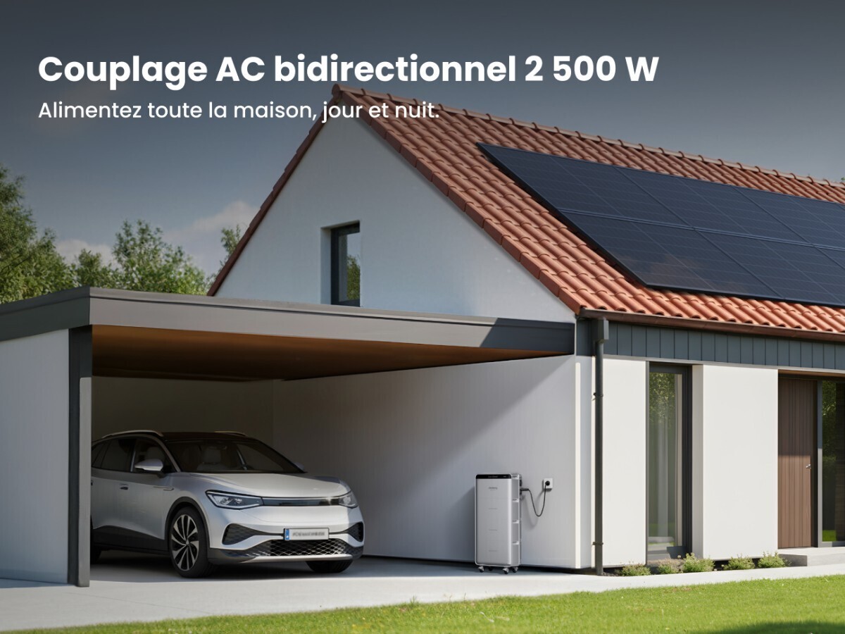 Couplage AC bidirectionnel 2 500 W du Jackery SolarVault 3 Pro Max pour alimenter la maison jour et nuit