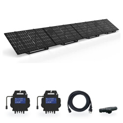 Kit Solaire Quattro Plug & Play 2000 W bifacial : 4 panneaux TopCon 500 W, 2 micro-onduleurs APsystems EZ1 H 960 VA, connecteur en T et cordon 230 V