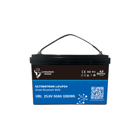 Ultimatron Batterie Lithium 25.6V 54Ah LiFePO4 Smart BMS Avec Bluetooth
