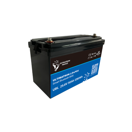 Ultimatron Batterie Lithium 25.6V 54Ah LiFePO4 Smart BMS Avec Bluetooth