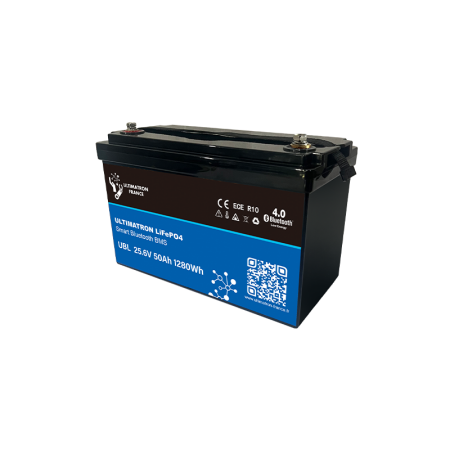 Ultimatron Batterie Lithium 25.6V 54Ah LiFePO4 Smart BMS Avec Bluetooth
