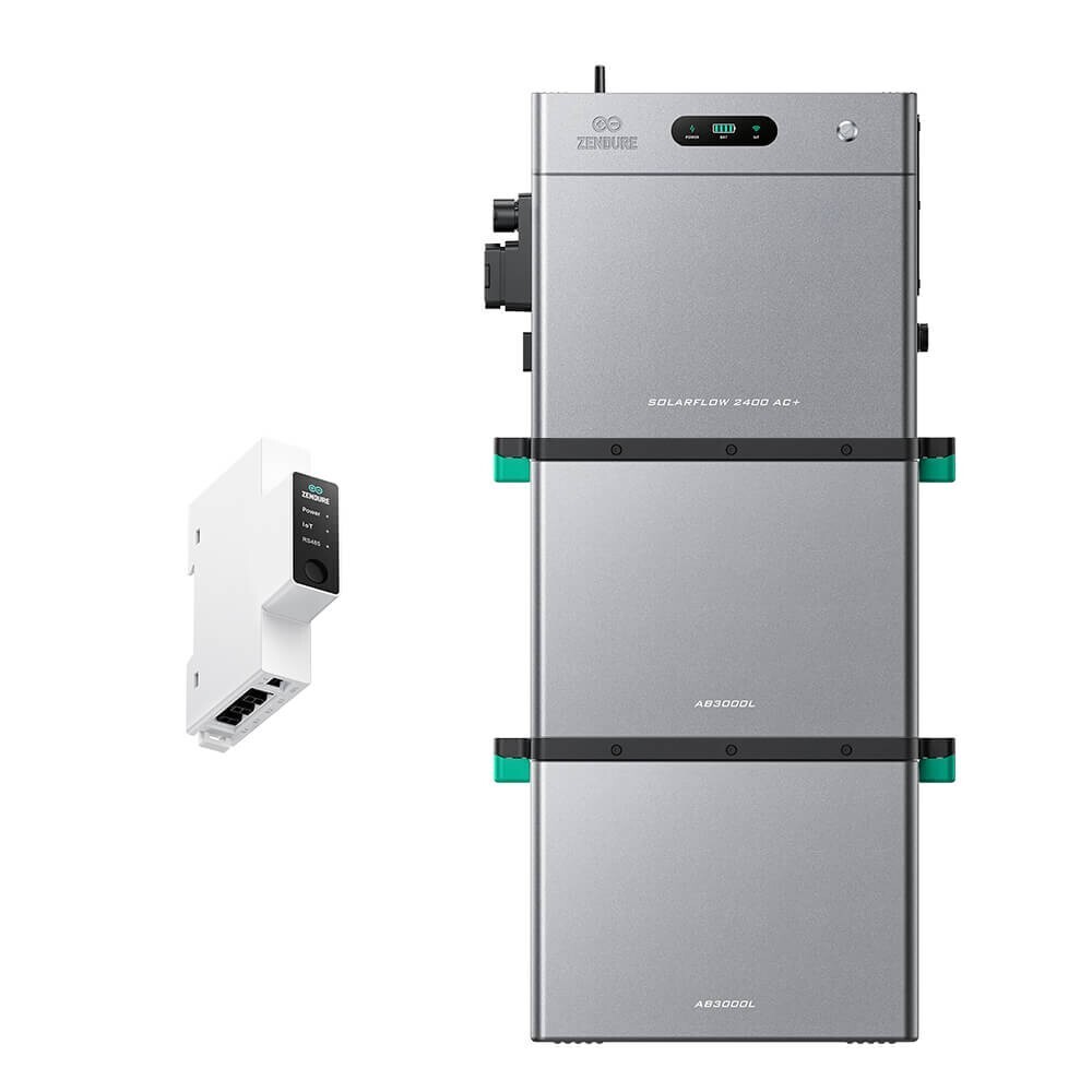 Zendure SolarFlow 2400 AC+ empilé avec deux batteries d’extension AB3000L