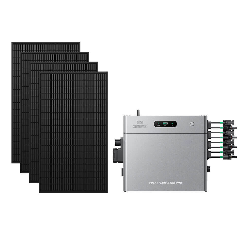Kit Zendure SolarFlow 2400 Pro et ses 4 panneaux solaires bifaciaux 500 W