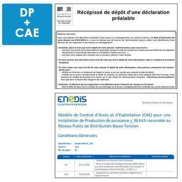 Demande de travaux à la mairie DP - contrat de raccordement CAE